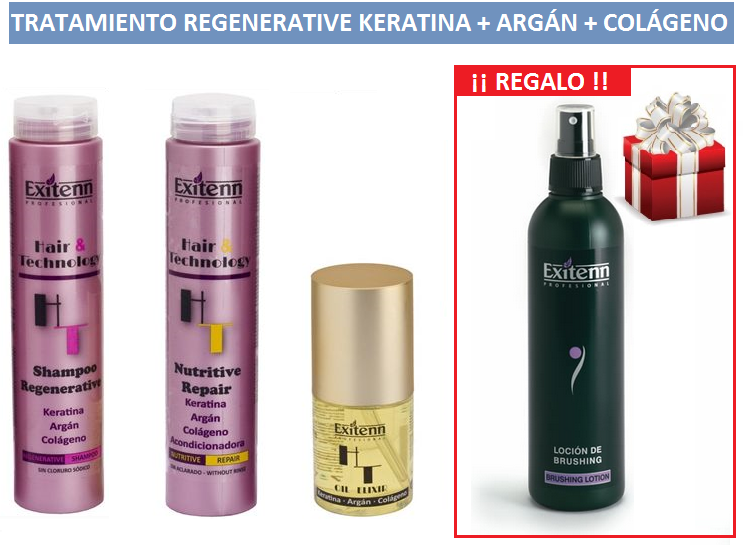 Pack Regenerative de EXITENN, con KERATINA+ARGÁN+COLÁGENO